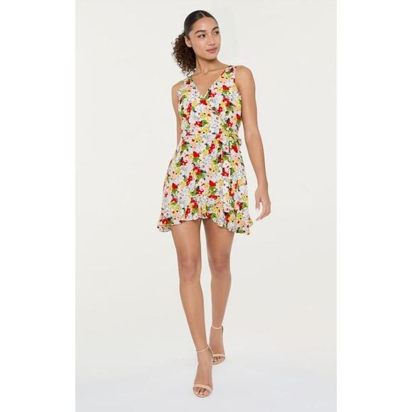Likely Vera Floral Mini Dress Multicolor Size 2 Floral Sleeveless V-Neck Lined